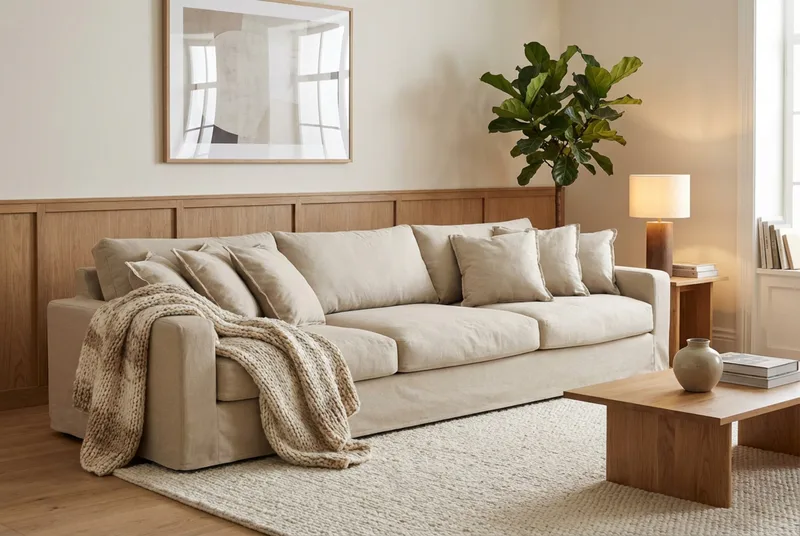 Valencia Extra Djup 5-sits Soffa med avtagbar och tvättbar klädsel - Beige - Möbler - Vardagsrum - Soffor