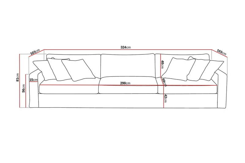 Valencia Extra Djup 5-sits Soffa med avtagbar och tvättbar klädsel - Beige - Möbler - Vardagsrum - Soffor