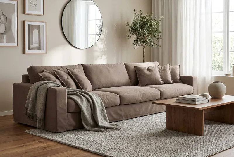Valencia Extra Djup 5-sits Soffa med avtagbar och tvättbar klädsel - Mörkbrun - Möbler - Vardagsrum - Soffor