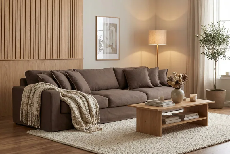 Valencia Extra Djup 5-sits Soffa med avtagbar och tvättbar klädsel - Mörkbrun - Möbler - Vardagsrum - Soffor