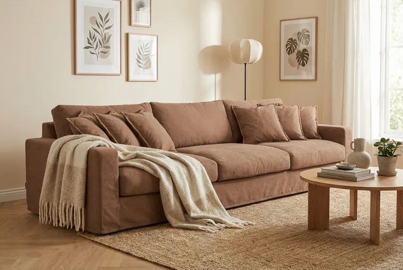Valencia Extra Djup 5-sits Soffa med avtagbar och tvättbar klädsel - Rostbrun - Möbler - Vardagsrum - Soffor