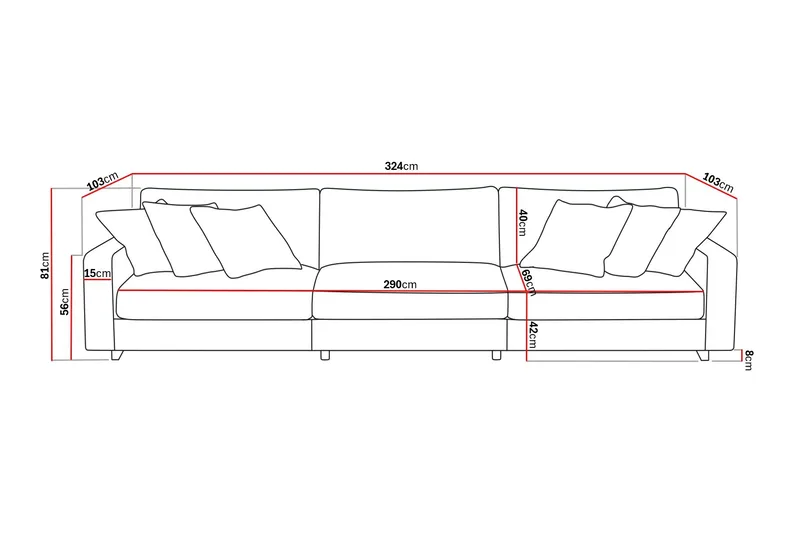 Valencia Extra Djup 5-sits Soffa - Mörkgrå - Möbler - Vardagsrum - Soffor