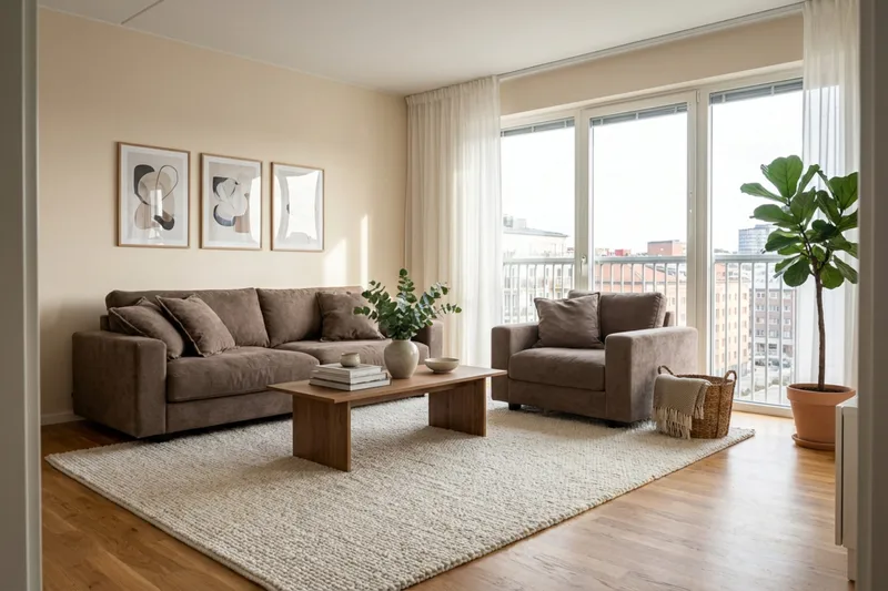 Valencia Soffgrupp Extra Djup 3-sits Soffa + Fåtölj i Chenille - Mörkbrun - Möbler - Vardagsrum - Soffgrupper