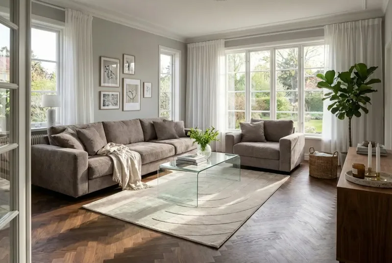 Valencia Soffgrupp Extra Djup 5-sits Soffa + Fåtölj i Chenille - Brun - Möbler - Vardagsrum - Soffgrupper
