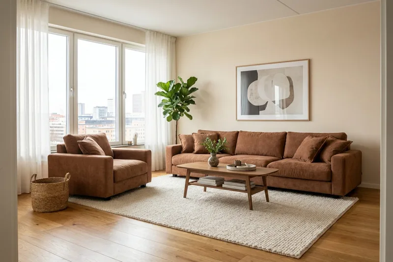 Valencia Soffgrupp Extra Djup 5-sits Soffa + Fåtölj i Chenille - Rostbrun - Möbler - Vardagsrum - Soffgrupper