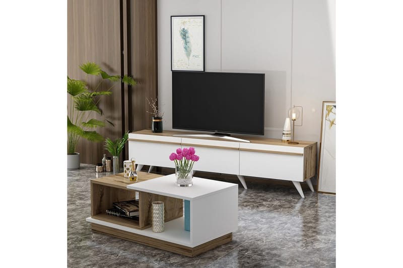 Valentina Möbelset För Vardagsrum - Vit/Blå - Möbler - Vardagsrum - Möbelset för vardagsrum