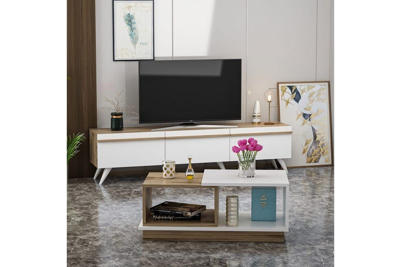 Valentina Möbelset För Vardagsrum - Vit/Blå - Möbler - Vardagsrum - Möbelset för vardagsrum