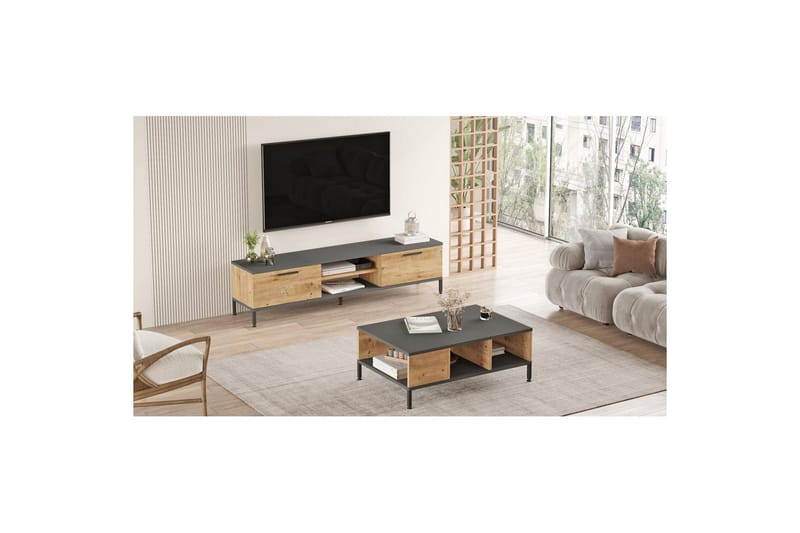 Vardagsrum Möbelset Galloway Atlantisk Furu / Antracit - Grå - Möbler - Vardagsrum - Möbelset för vardagsrum