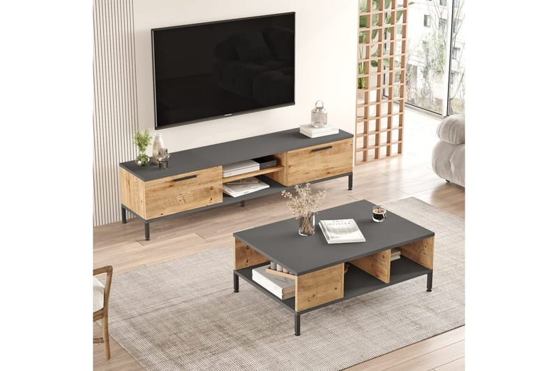 Vardagsrum Möbelset Galloway Atlantisk Furu / Antracit - Grå - Möbler - Vardagsrum - Möbelset för vardagsrum