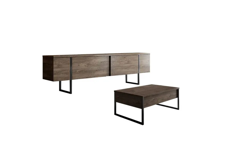 Vardagsrum Möbelset Masafumie Set Valnöt / Svart - Valnöt / Svart - Möbler - Vardagsrum - Möbelset för vardagsrum