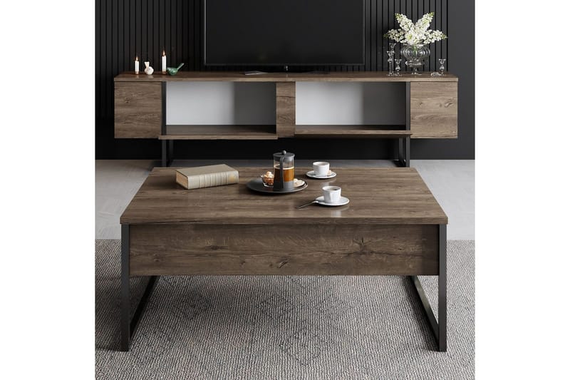 Vardagsrum Möbelset Masafumie Set Valnöt / Svart - Valnöt / Svart - Möbler - Vardagsrum - Möbelset för vardagsrum