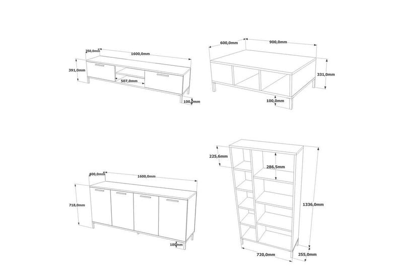 Vardagsrum Möbelset Zephral Atlantic Pine / Antracit - Natur/Antracit - Möbler - Vardagsrum - Möbelset för vardagsrum