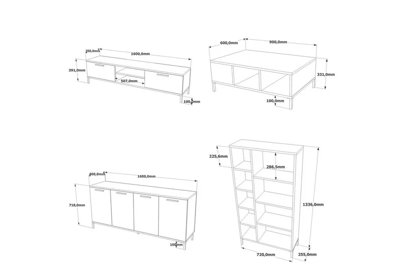 Vardagsrum Möbelset Zephral Atlantic Pine / Antracit - Natur/Antracit - Möbler - Vardagsrum - Möbelset för vardagsrum
