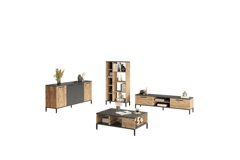 Vardagsrum Möbelset Zephral Atlantic Pine / Antracit, Natur/Antracit