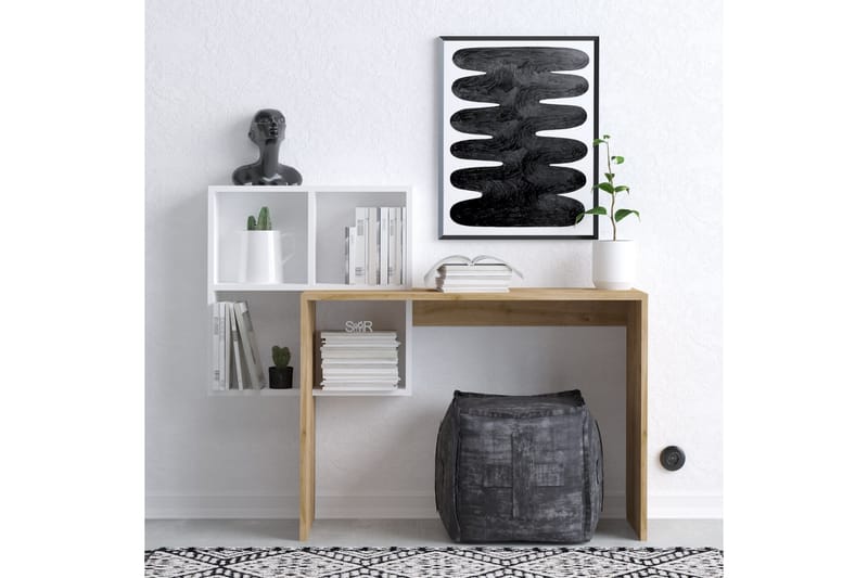 ADELL Skrivbord 98x45 cm Vit/Brun - Möbler - Hemmakontor - Skrivbord