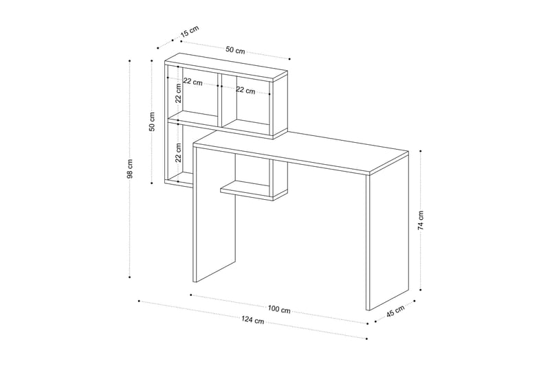 ADELL Skrivbord 98x45 cm Vit/Brun - Skrivbord - Bord