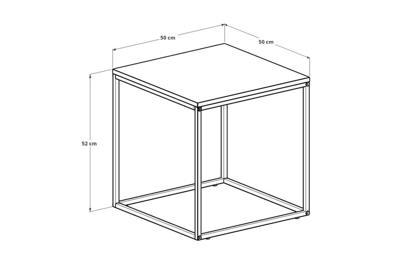 AJMIT Sidobord 50x52 cm Brun/Svart - Brickbord - Bord - Sidobord & lampbord