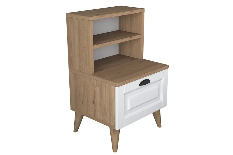 Akashya Sängbord 45x40 cm Brun/Vit, Hanah Home