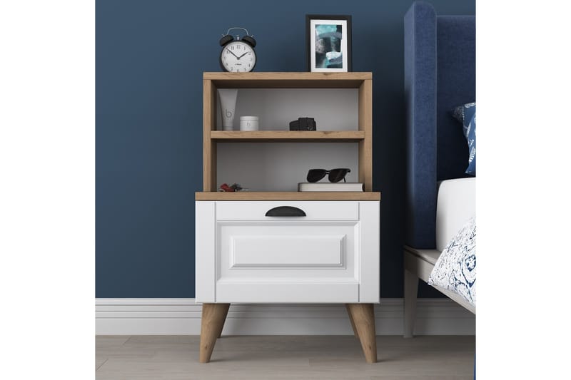 Akashya Sängbord 45x40 cm Brun/Vit - Hanah Home - Möbler - Sovrum - Sängbord