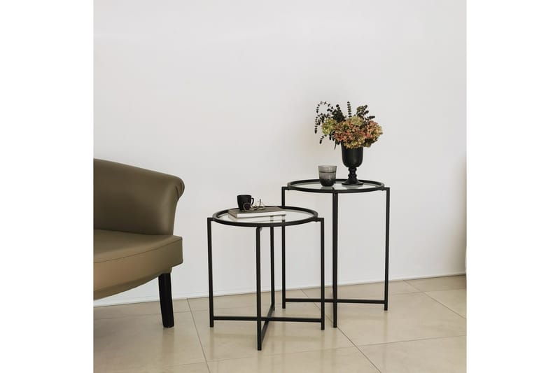 Akeno Sidobord 60x50 cm Svart - Hanah Home - Möbler - Vardagsrum - Soffbord & vardagsrumsbord - Brickbord