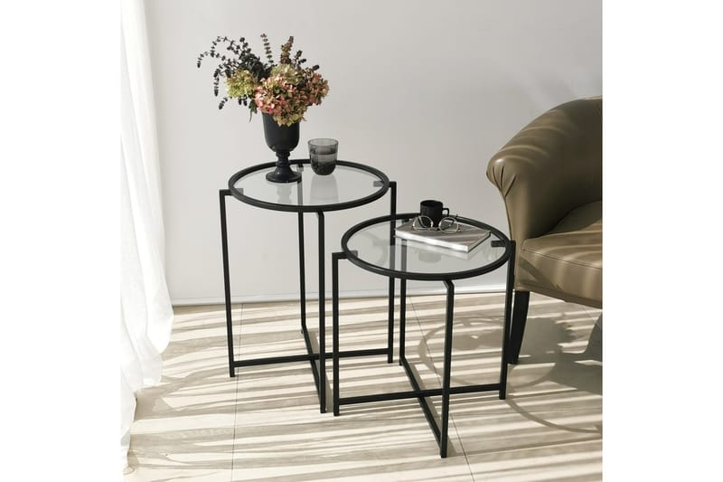 Akeno Sidobord 60x50 cm Svart - Hanah Home - Möbler - Vardagsrum - Soffbord & vardagsrumsbord - Brickbord