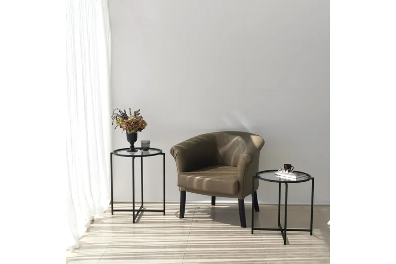 Akeno Sidobord 60x50 cm Svart - Hanah Home - Möbler - Vardagsrum - Soffbord & vardagsrumsbord - Brickbord