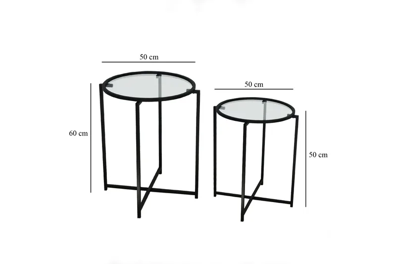 Akeno Sidobord 60x50 cm Svart - Hanah Home - Möbler - Vardagsrum - Soffbord & vardagsrumsbord - Brickbord