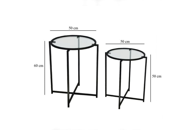 Akeno Sidobord 60x50 cm Svart - Hanah Home - Möbler - Vardagsrum - Soffbord & vardagsrumsbord - Brickbord