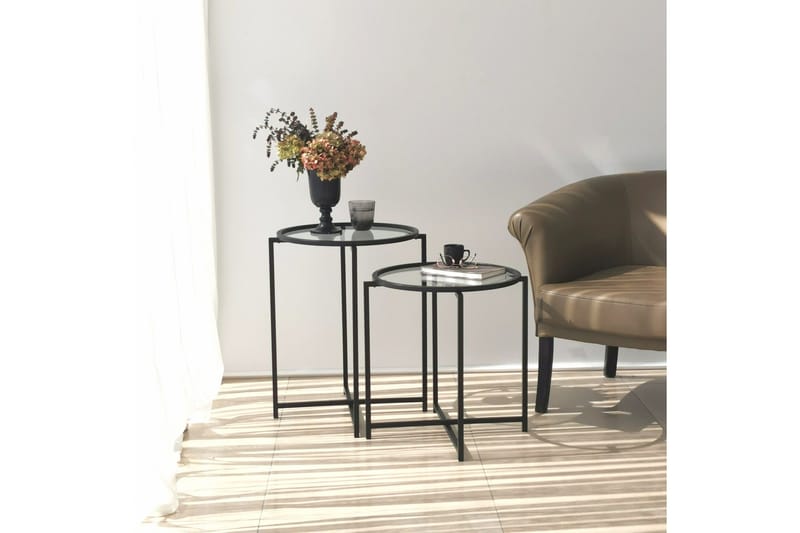 Akeno Sidobord 60x50 cm Svart - Hanah Home - Möbler - Vardagsrum - Soffbord & vardagsrumsbord - Brickbord