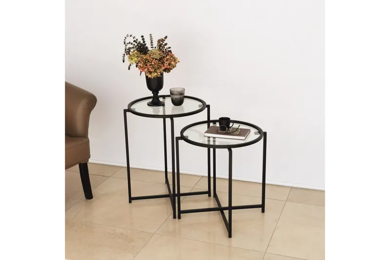 Akeno Sidobord 60x50 cm Svart, Hanah Home