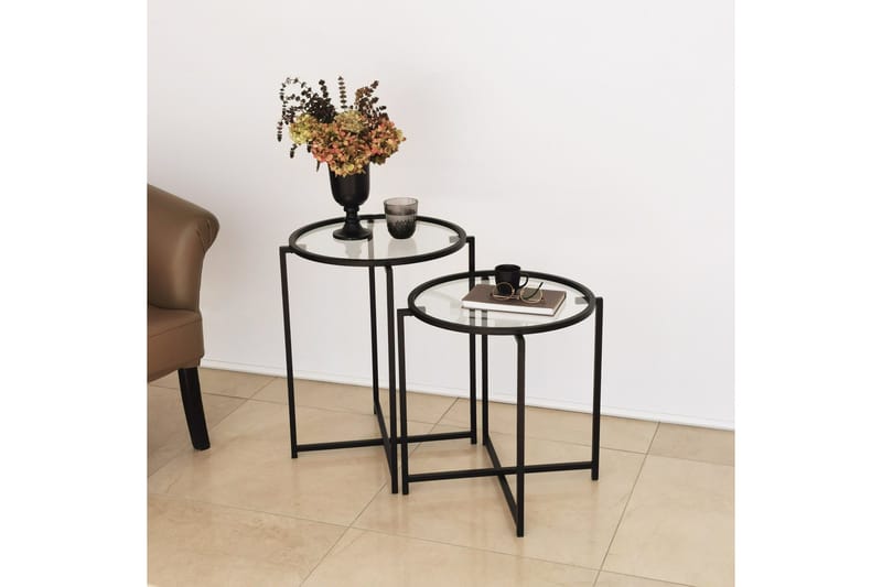 Akeno Sidobord 60x50 cm Svart, Hanah Home