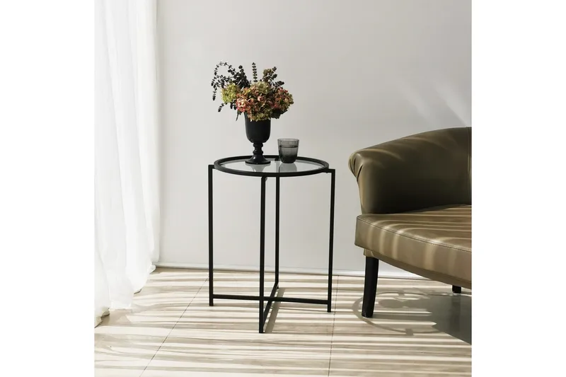 Akeno Sidobord 60x50 cm Svart - Hanah Home - Möbler - Vardagsrum - Soffbord & vardagsrumsbord - Brickbord