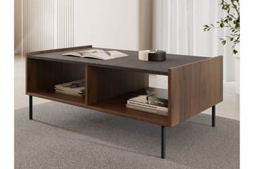 Akihito Rektangulärt Soffbord 97 cm med Hyllor i Trä - Mörkgrå Marmormönster - Möbler - Vardagsrum - Soffbord & vardagsrumsbord - Soffbord
