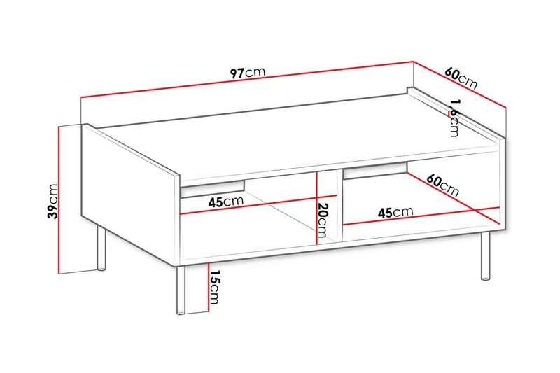 Akihito Soffbord 97 cm - Brun - Möbler - Vardagsrum - Soffbord & vardagsrumsbord - Soffbord