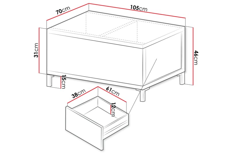 Akiya Soffbord 105 cm - Vit - Möbler - Vardagsrum - Soffbord & vardagsrumsbord - Soffbord