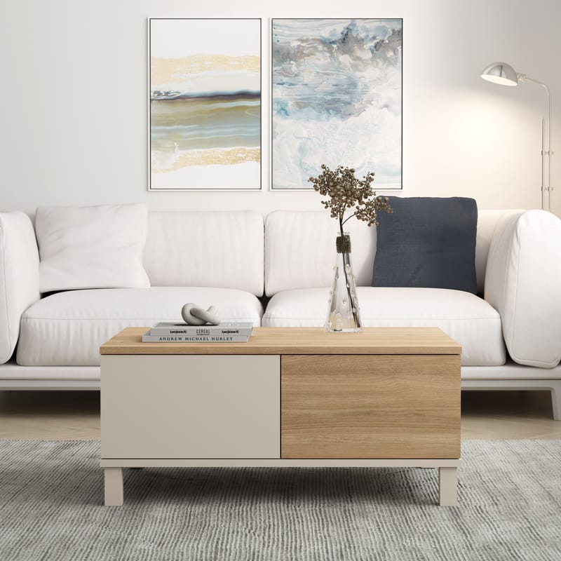 Aldarte Soffbord 90x40x60 cm - Sand och ek - Möbler - Vardagsrum - Soffbord & vardagsrumsbord - Soffbord