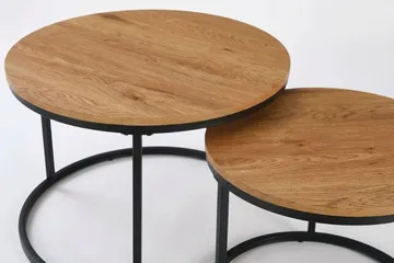 Alex Runt Satsbord - 2 soffbord 76 och 57 cm med Trä- och Ekutseende och Metallben - Natur - Möbler - Vardagsrum - Soffbord & vardagsrumsbord - Satsbord