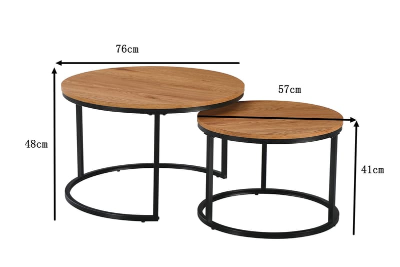 Alex Satsbord 76 cm Runt - Ek/Svart - Möbler - Vardagsrum - Soffbord & vardagsrumsbord - Soffbord