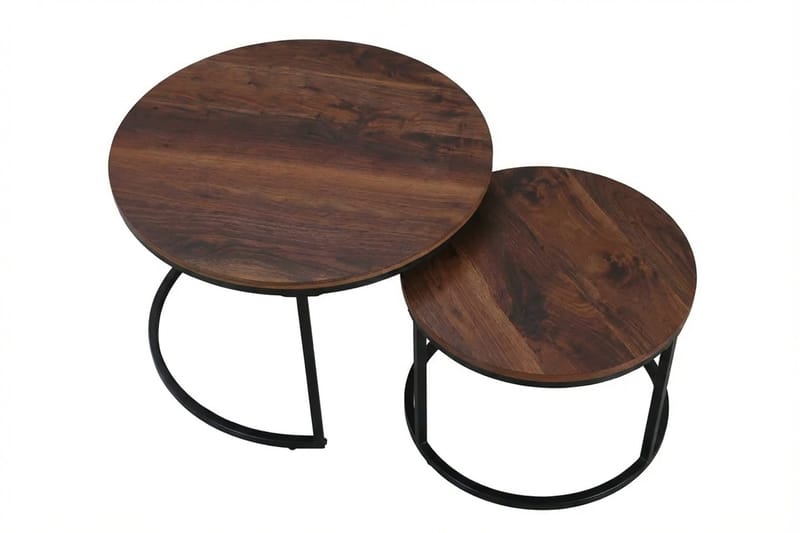 Alex Satsbord 76 cm Runt - Valnöt/Svart - Möbler - Vardagsrum - Soffbord & vardagsrumsbord - Satsbord