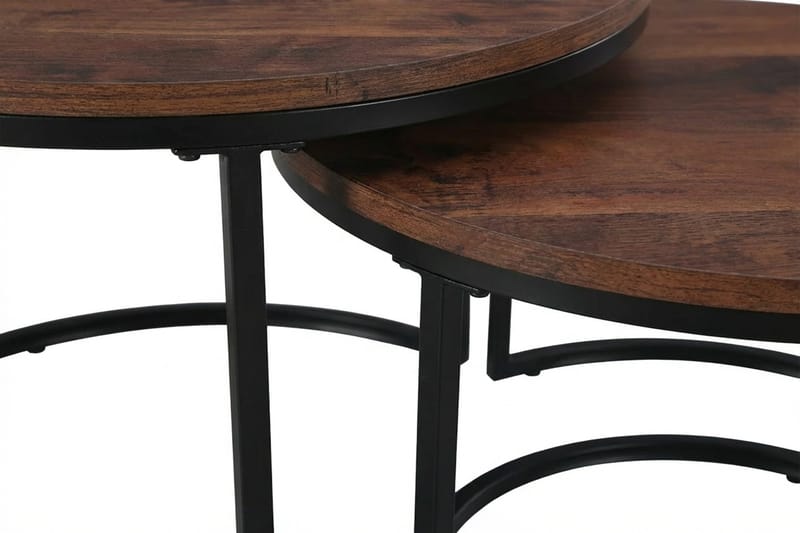 Alex Satsbord 76 cm Runt - Valnöt/Svart - Möbler - Vardagsrum - Soffbord & vardagsrumsbord - Satsbord