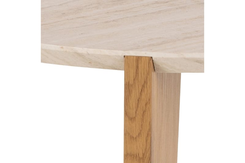Alkha Runt Soffbord 80 cm i Sten med Träben - Beige - Möbler - Vardagsrum - Soffbord & vardagsrumsbord - Soffbord