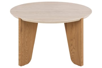 Alkha Runt Soffbord 80 cm i Sten med Träben - Beige - Möbler - Vardagsrum - Soffbord & vardagsrumsbord - Soffbord
