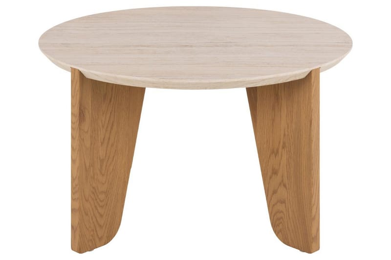 Alkha Runt Soffbord 80 cm i Sten med Träben - Beige - Möbler - Vardagsrum - Soffbord & vardagsrumsbord - Soffbord