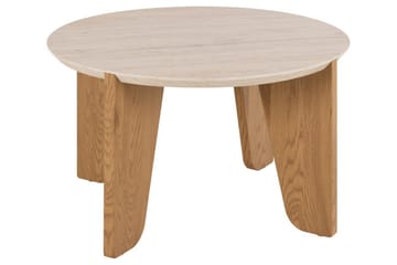 Alkha Runt Soffbord 80 cm i Sten med Träben - Beige - Möbler - Vardagsrum - Soffbord & vardagsrumsbord - Soffbord