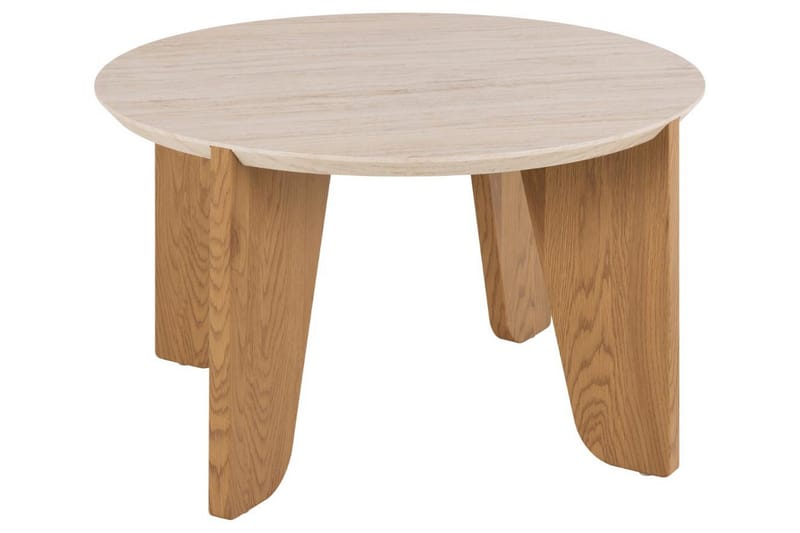 Alkha Runt Soffbord 80 cm i Sten med Träben - Beige - Möbler - Vardagsrum - Soffbord & vardagsrumsbord - Soffbord
