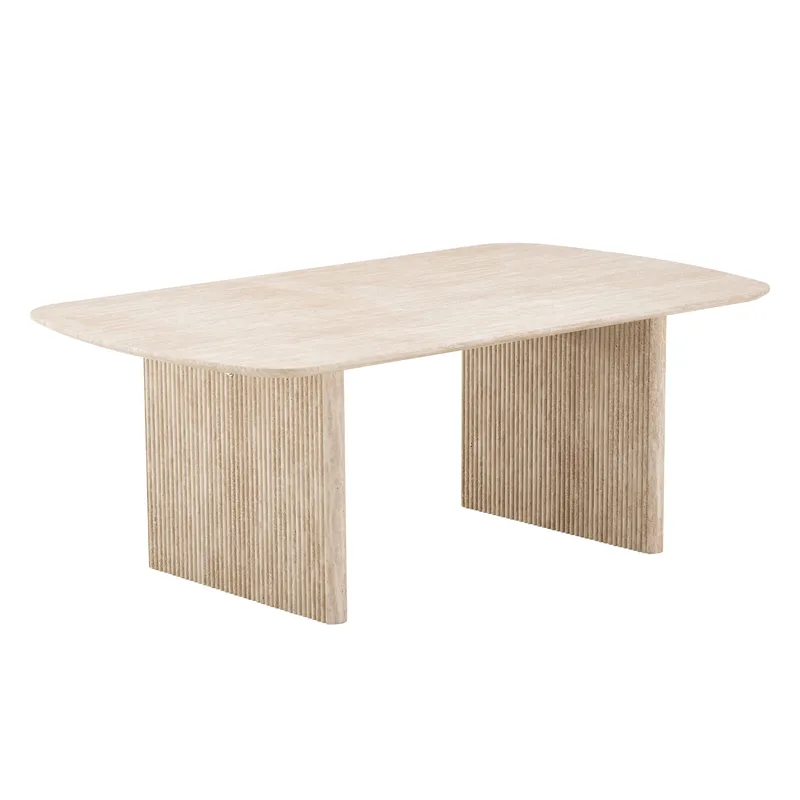 Alma Soffbord Rektangulär 120 cm i trä, Travertin