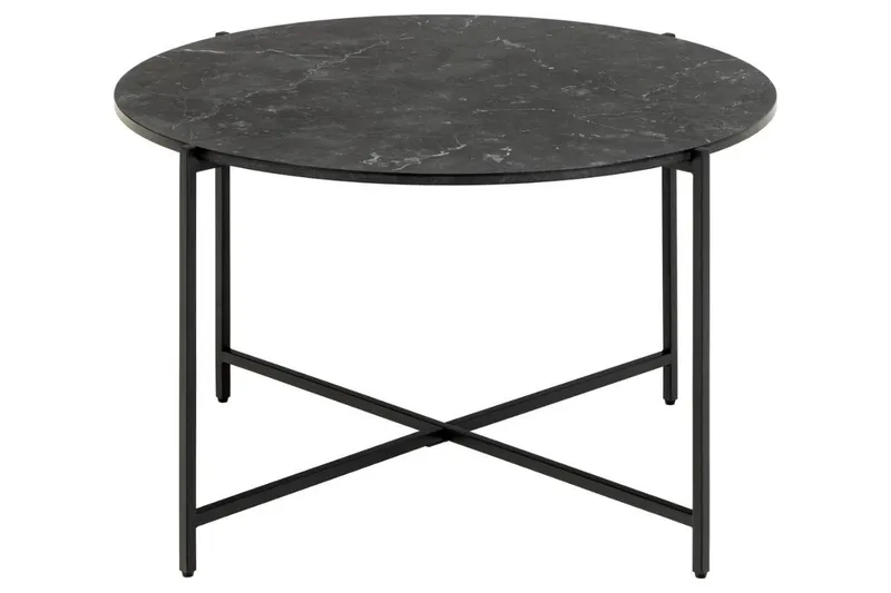 Almina Runt Soffbord 70 cm i Marmor med Metallunderrede - Svart - Möbler - Vardagsrum - Soffbord & vardagsrumsbord - Soffbord