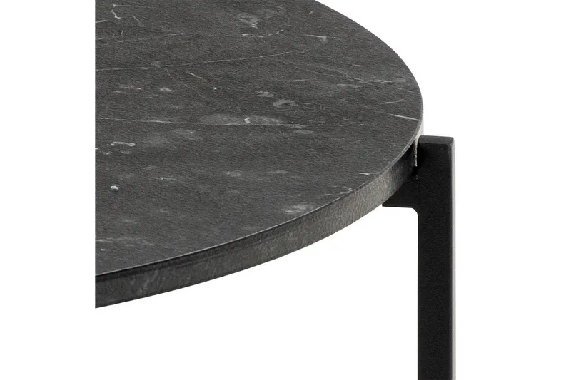 Almina Runt Soffbord 70 cm i Marmor med Metallunderrede - Svart - Möbler - Vardagsrum - Soffbord & vardagsrumsbord - Soffbord