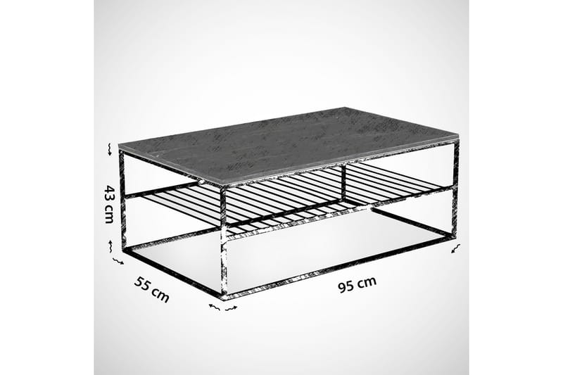 ALSBO Soffbord 95 cm med Förvaring Hyllor Ribbor Vit/Svart - Soffbord - Bord