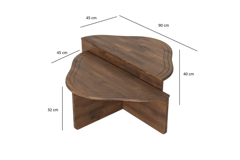 Altopiano Soffbord 90 cm - Valnöt - Möbler - Vardagsrum - Soffbord & vardagsrumsbord - Satsbord